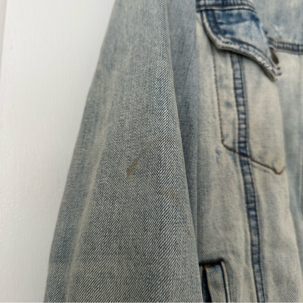Free People Denim Trucker Jacket Button Front Womens XS Washed Blue - Picture 4 of 14